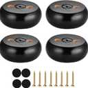 Michanco 30MM Furniture Legs 1 Inch Set of 4,Round Short Replacement Wood Bun Feet for Couch Sofa Ottoman Screw in Black
