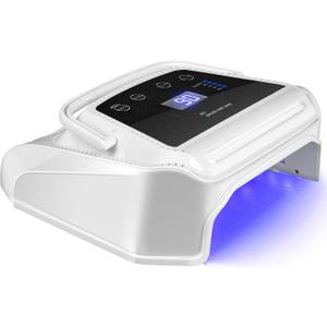 72W UV LED Nail Lamp, Professional Rechargeable Nail Dryer with Fan, Cordless UV Light Gel Dryer with 36 Beads, Portable Curing Light Lamp for Gel Nail Polish (White)