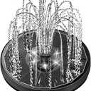 Yzert Glass Panel Solar Fountain with 2200 Mah Battery, 3.5W Floating Water Fountain with 4 Fixed Rods, Solar Pump for Bird Bath, Garden, Pond, Pool, Outdoor - White Lights