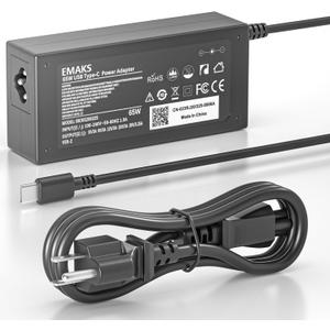 65W Type USB-C Charger Compatible with HP Chromebook and More Usbc Power Supply Adapter Fast Power Cord SM65CL SM45CL-01 02 SK90A200225 SK90200325