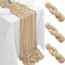 3Pack Beige Table Runner 35 x 120 inch Cheesecloth Table Runner 10FT Boho Table Runners Rustic Gauze Cheese Cloth Table Runners for Party Wedding Birthday Dining Bridal Shower Baby Shower Decor