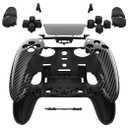 EXtremeRate Full Set Shell with Buttons Touchpad Cover Compatible with p s 5 Edge Controller, Wood Grain Replacement Decorative Trim Shell Front Back Plates Compatible with p-s-5 Edge Controller