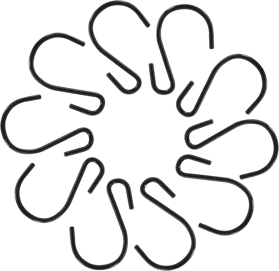 Piutouyar 40Pcs 1 Inch S Hooks Small S Shaped Hooks Mini S Hooks Connectors Christmas Ornament Hooks for Hanging Jewelry, DIY, Crafts, Key (Black)