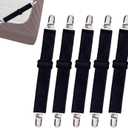 10 pcs Adjustable Bed Sheet Straps,Bed Sheet Clips, Elastic Bed Fitted Sheet Holder,Fitted Sheet Straps Clips,Sheet Fastener Suspenders to Hold Sheet ,Mattress Covers,Sofa Cushion,Table Clothing,Black