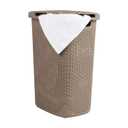 Mind Reader Slim Laundry Hamper with Lid, 60L Clothes Basket, Premium Wicker Design, Plastic, Tan