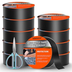 10 Pack Joist Tape for Decking 2" x 50' Weather-Resistant Butyl Joist Tape, Self Adhesive Deck Flashing Tape for Hardwood for Wood Decks Beams Roof 2 inch x 50 feet