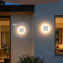 EDISHINE 2 Pack LED Outdoor Wall Lights Exterior/Interior, 3000K-5000K Dimmable Wall Sconce, Small Square Modern Exterior Lighting Fixtures, IP65 Waterproof Aluminum Outside Porch Light, White