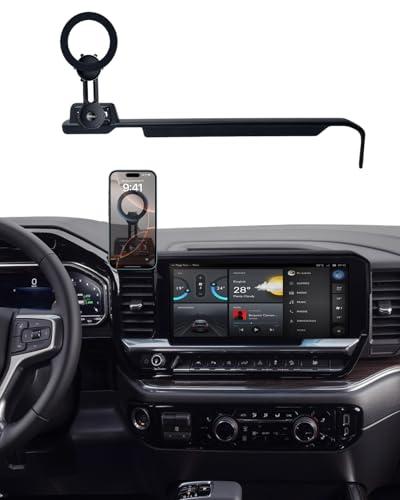 PZK Car Phone Holder for Chevy Silverado 1500/GMC Sierra 1500 2022 2023 2024 2025 2026 Accessories 13.4-Inch Screen Compatible with MagSafe Chevy Phone Mount with 360° Rotating Extension Rod
