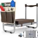 Foldable Garden Kneeler and Seat, Heavy Duty Garden Stool with 10" Wide Detachable Kneeling Pad, Portable Garden Bench Chair with Large Garden Tool Bag, Gardening Gifts for Women, Seniors, Mom (Brown)