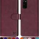 SUANPOT for Samsung Galaxy S20 6.2"(Non S20+/S20 Utra) with RFID Blocking Leather Wallet case Credit Card Holder,Flip Folio Book Phone case Shockproof Cover Women Men for Samsung S20 case Wine Red