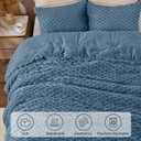 BEDELITE Fluffy King Size Comforter Set - Blue Fog Fleece Soft Comforter for King Size Bed, Luxury Warm Bedding Set for Winter, Fuzzy Bed Set 3 Pieces (1 Comforter, 2 Pillowcases)