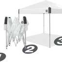 E-Z UP Ambassador Instant Pop Up Canopy Tent, 10' x 10', Roller Bag and 4 Piece Spike Set, Slate White