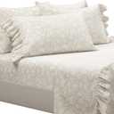 Lush Decor Garden of Flowers Ruffle Sheet Set Queen 6 Piece Set Neutral - Floral Sheets - Tan Sheet Set Queen Size Bed Sheets - Coquette Bedroom Decor