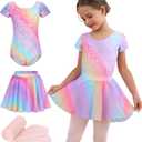 Mecceos Ballet Leotards Skirt and Tights Combo for Girls Toddler Dance Classical Gymnastics Leotard Dresses Tutu