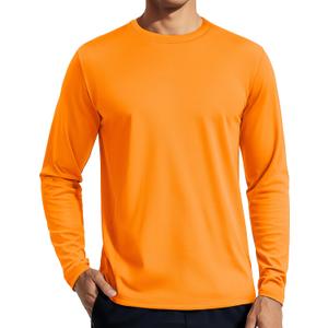 TACVASEN Men's Long Sleeve UPF 80+ Shirts Sun Protection UV SPF Shirts Rash Guard Fishing Running Quick Dry Lightweight (Orange, L)