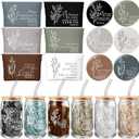 Fumete 6 Set Christian Gifts Religious Makeup Bag Bible Verse Glass Coffee Cup with Bamboo Lid Straw Mini Christian Compact Mirror 