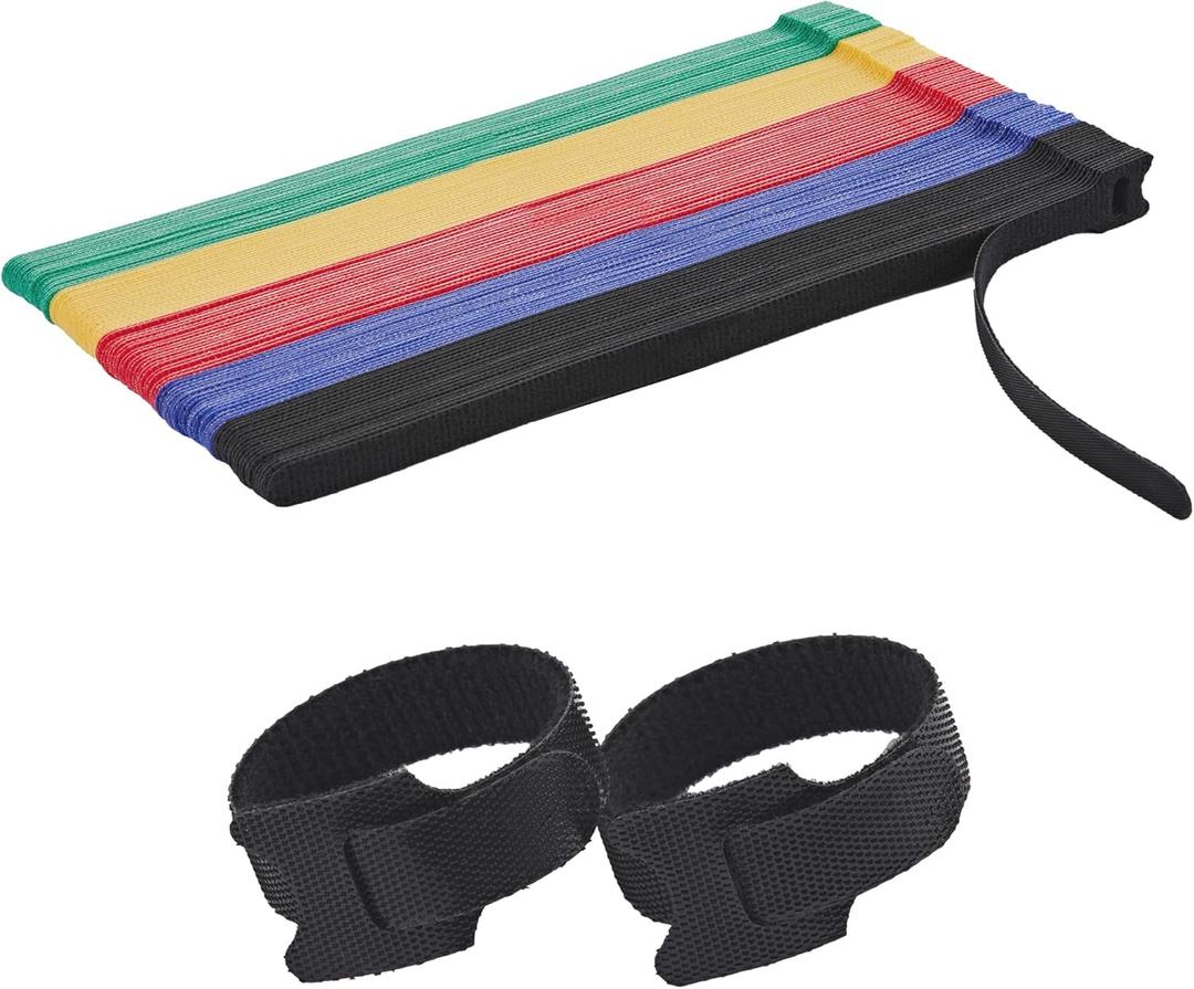 100 Pcs 10-Inch Heavy-Duty Self-Fastening Cable Ties - Durable, Reusable Straps for Wire Organization, Ideal for Home, Office, Garage, and Outdoor Use(Multicolored)