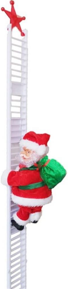 Forart Electric Santa Claus Climbing Ladder, Creative Climbing Up and Down Santa Claus Plush Doll with Music Xmas Ornament for Party Home Door Wall Decoration