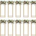 Gdrasuya10 23inch/60cm 10Pcs Gold Flower Stand for Centerpieces, Gold Vase Metal Column Stand, Wedding Flower Stand Tall, Rectangular Frame Flower Stand Geometric Stand for Wedding Party Decoration
