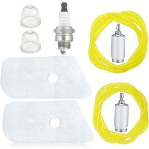 Powtol 128LD Air Filter Tune Up Kit + Fuel Line Primer Bulb Spark Plug for Hus-qvarna 124L 125C 125E 125L 128C 128L 128CD 128LDX 128R 128RJ Trimmer Parts 530150253