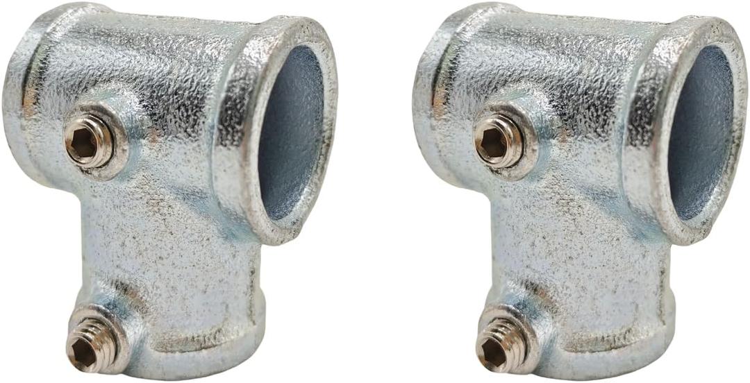 2 Pcs Galvanized Pipe Fittings Single Socket Tee Steel Pipe Pipe Clamps Fits 1 Inch (25.4 mm) OD Pipe,Single Socket Tee Pipe Fitting Rail Connector Fit for 90 Butt Joint Between Two Pipes