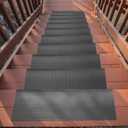Indoor/Outdoor Hose-Wash Fingertip Nibs Design Non-Slip Rubber 10" x 30" Modern Stair Treads for Stairs, Garage, Patio, 5 Pack, Black Nib