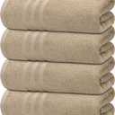 Tens Towels Pack of 4 Soft Bath Towels, 100% Cotton, 27 x 54 Inches, Lightweight & Quick-Dry, Ideal for Daily Bathroom Use, Practical & Comfortable, Beige