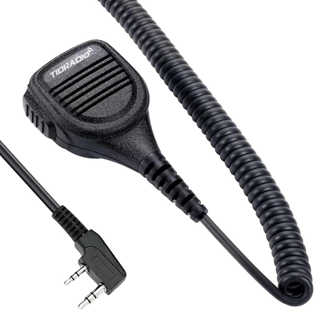 TIDRADIO HM060 Heavy Walkie Talkies Speaker MIC for Two Way Radio Compatible with BAOFENG UV-5R Mini,DM-32,UV-32,5RM,5RH PRO,F8HP PRO,K5Plus,TD-H3PLUS,TD-H3,TD-H8 and All The Radios with Kenwood Port (Black-1)