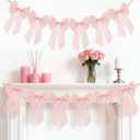 2-Strings 6.5ft Pink Bows Garland Banner, Pre-Strung Bow Party Decorations for Coquette Birthday, Bachelorette Party, Girly Pink Party Supplies, Baby Shower, Bridal Shower