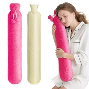 Hot Water Bottle with Cover, 2L Rubber Hot Water Bag with Soft Cover (2 Liter), for Cramps, Compress Pain Relief, Removable Hot Cold Pack (Rose Red)