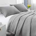 Max Oversized California King Quilt Set  112"x106"Soft Washed Lightweight Bedspread,Multi-Lock Quilting,Minimalist Nordic Bedding, Spring & Summer Quilt Set (1 Quilt + 2 Pillow Shams), Grey