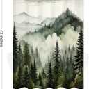 Litabel Dark Green Misty Pine Forest Shower Curtain, Mountain Foggy Woodland Scenery Tree Shower Curtains for Chic Rustic Bathroom, Abstract Modern Waterproof Nature-Themed Decor, 72x72 Inches