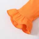 Noubeau Toddler Baby Girl Thanksgiving Outfits Cute Turkey Ruffled Shirt Flared Sleeves Top Polka Dot Pants (Orange)