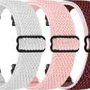 Quick Release Watch Band - Choice of Width -18mm Watch Bands, Solo Loop Adjustable Elastic Nylon Watch Straps Replacement Wristband for Men Women (White+Pink+Wine Red)