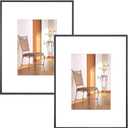 8.5x11 Picture Frame Set of 2, Black Metal Photo Frames with HD Glass, Fits 5x7 with Mat or 8.5x11 without Mat, Wall Hanging and Table Display, 2 Pack