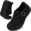 BARERUN Womens Walking Shoes Wide Diabetic Shoes for Women Slip On Barefoot Orthopedic Bunion Neuropathy Arthritis Edema Bunion Sneakers Indoor Outdoor with Zero Drop Rubber Sole (6.5 Wide, Black)