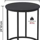 Yusong Round End Table, 20" Accent Small Side Table Suitable for Hiding Trash Can, Nightstand Modern Bedside Table for Living Room Bedroom Office Small Spaces, Black