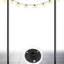 Outdoor String Light Pole, 10 FT Heavy Duty Hanging Light Stand Pole for Outside Hard Soil Wood Backyard, Patio, Christmas, Wedding, Party (2 Packs)