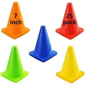 Soccer Cones (7 Inch 25 Pack), Agility Training Sports Cone Plastic with Carry Bag for Kids Football Basketball Drills Field Markers,