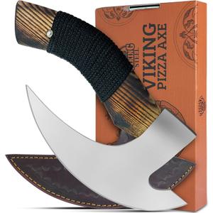 Viking Pizza Cutter Axe  Heavy-Duty Pizza Slicer with Sharp Blade & Wooden Handle  Unique Medieval-Inspired Kitchen Tool  Gift for Pizza Lovers, Chefs & BBQ Enthusiasts