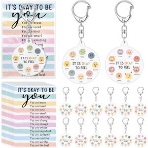 Engrowtic Mental Health Awareness Gifts Bulk Inspirational Keychain with Cards Items for Teacher Student Employee