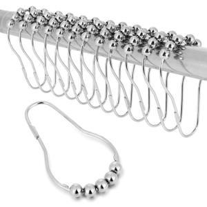 Shower Curtain Hooks Rings for Bathroom - 12 Pcs Stainless Steel (Silver Pear-Shape)