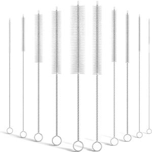 10-Packs Premium Straw Cleaner Brush in Mixed Sizes, 8IN Long Reusable Stainless Steel Cleaning Brushes Set with Soft Sturdy Nylon Bristles for Metal Straws, Sippy Cups, Tumblers & Bottles