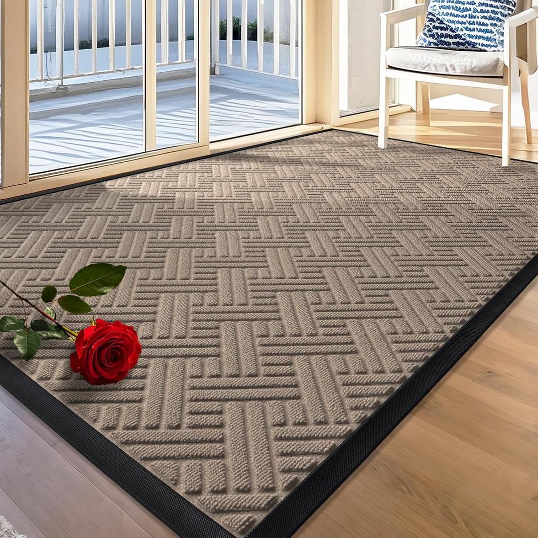 BEHERO Front Door Mat Indoor Outdoor Entrance, 29.5" x 17" Welcome Mat for Entryway, Heavy Duty Absorbent Door Mat, Non Slip Door Mats Outside, Entry Doormat, Beige
