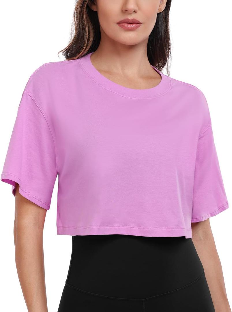 HeyNuts Pima Cotton Crew Neck Crop T-Shirts (L)