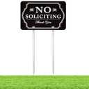 Kichwit No Soliciting Sign with Extra Long Stainless Steel Stakes, 35.3"/3ft Total Height No Soliciting Aluminum Sign for Yard, Hardware Included