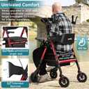 Upright Walkers for Seniors, 450 lb Heavy Duty Stand Up Rollator Walker with Adjustable Soft Sponge Armsupport & Seat, Tall Standing Folding Rolling Walker with 8'' Wheel, Red