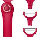 3-in-1 Electric Peeler | Auto Blade for Fruits/Vegetables | 3 Interchangeable Blades | Type-C Charging,Battery Capacity 1500 mAh | Kitchen, Travel, Camping (PL907-Red)