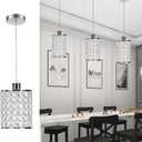 3 Pack Crystal Pendant Light, Modern Chrome Kitchen Island Pendant Lighting,Cord Adjustable Bar Ceiling Hanging Lights for Kitchen Dining Room Bedroom Bar
