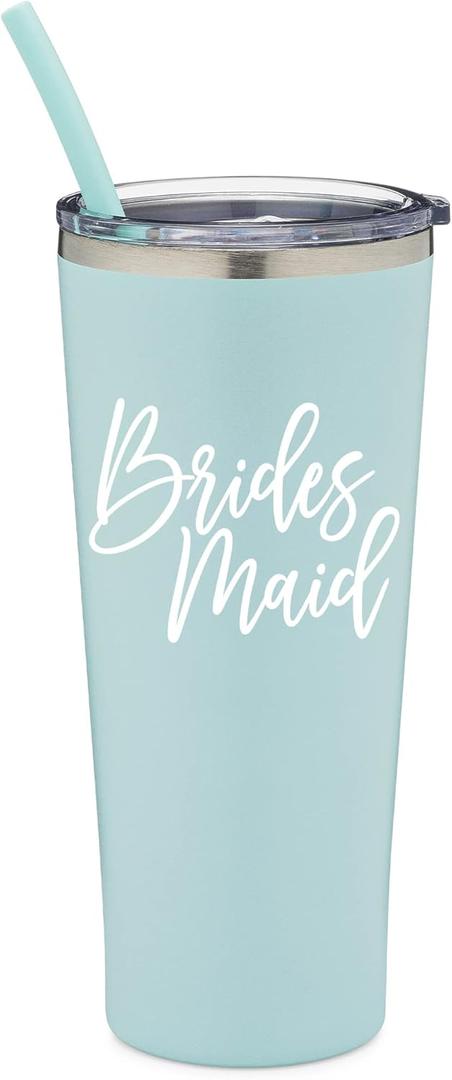 Bridesmaid Tumbler Cup  Seamist Mint, Vacuum Insulated Stainless Steel, Personalized Bridal Shower Gift, Bachelorette Party, Bride Travel Mug, Keeps Drinks Hot or Cold